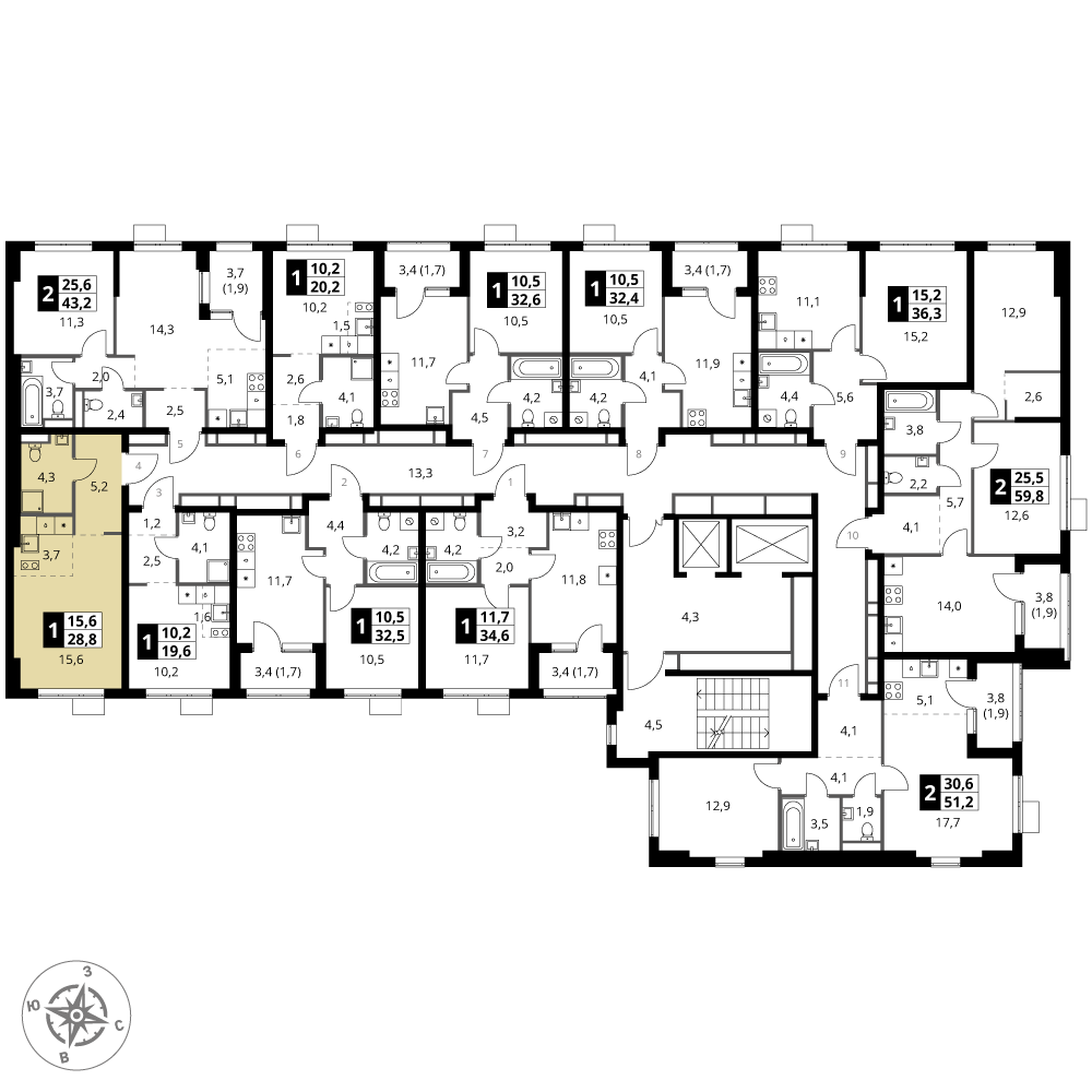 студия, 28.8 м², 18 этаж 