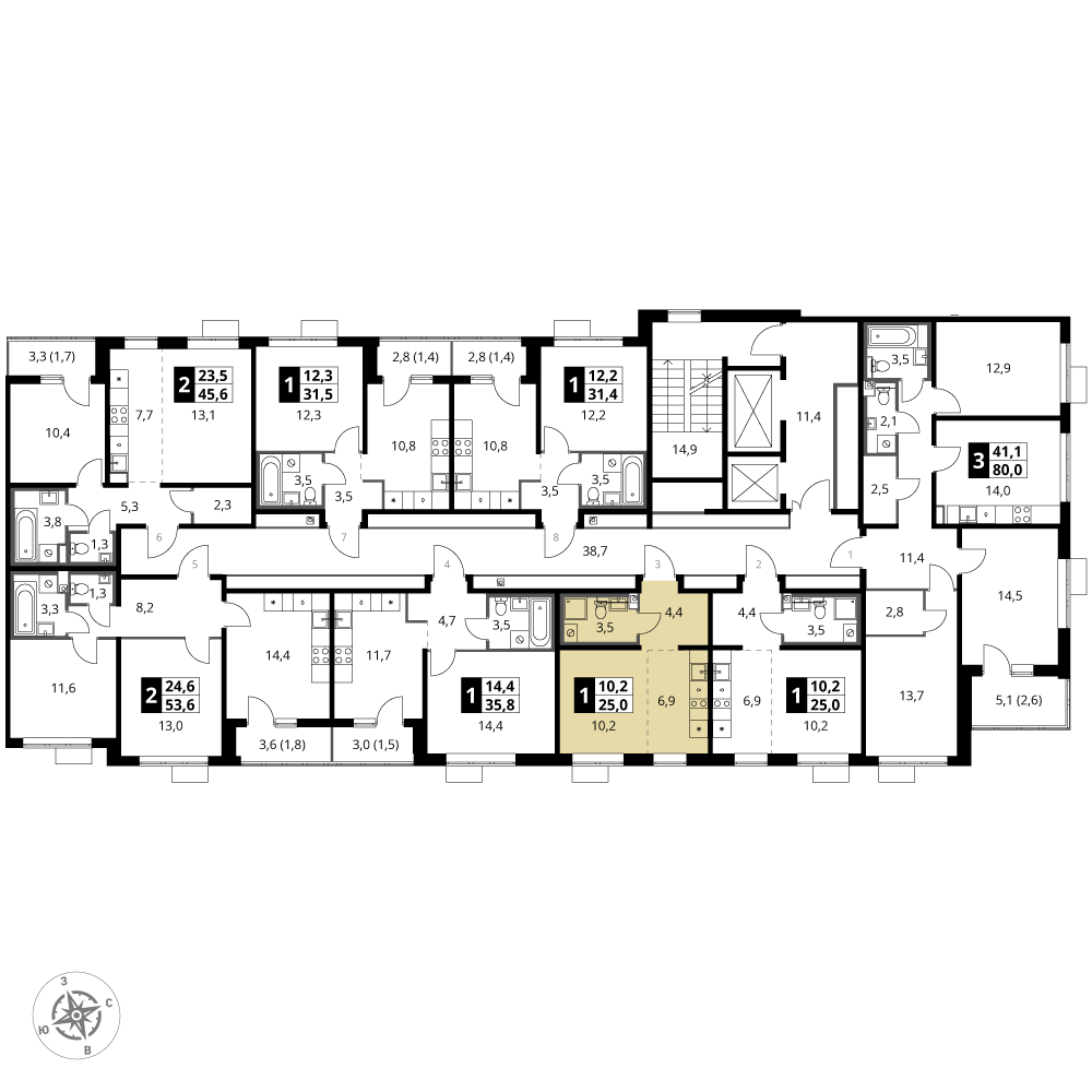 студия, 25 м², 11 этаж 