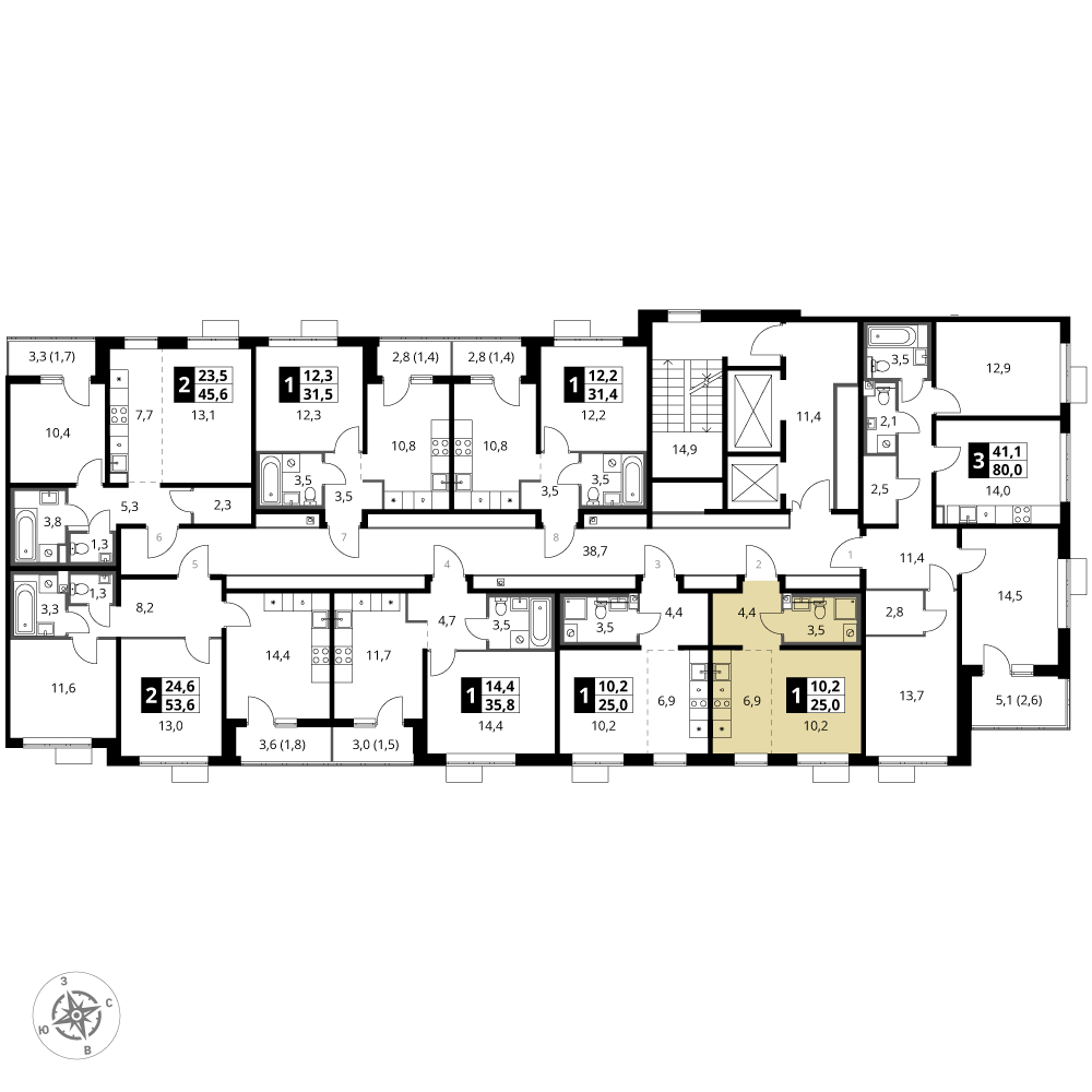 студия, 25 м², 20 этаж 