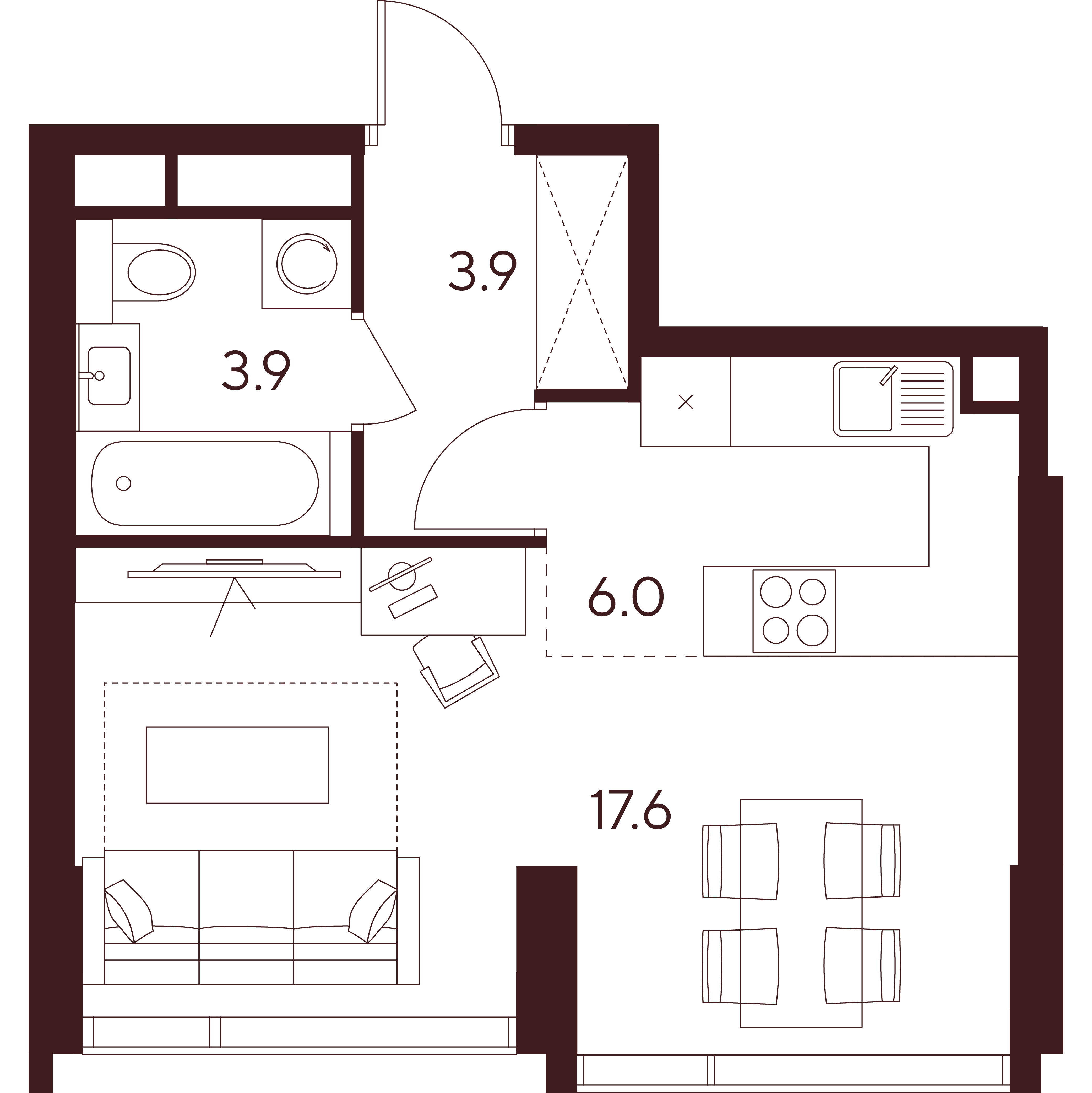 студия, 31.4 м², 17 этаж 