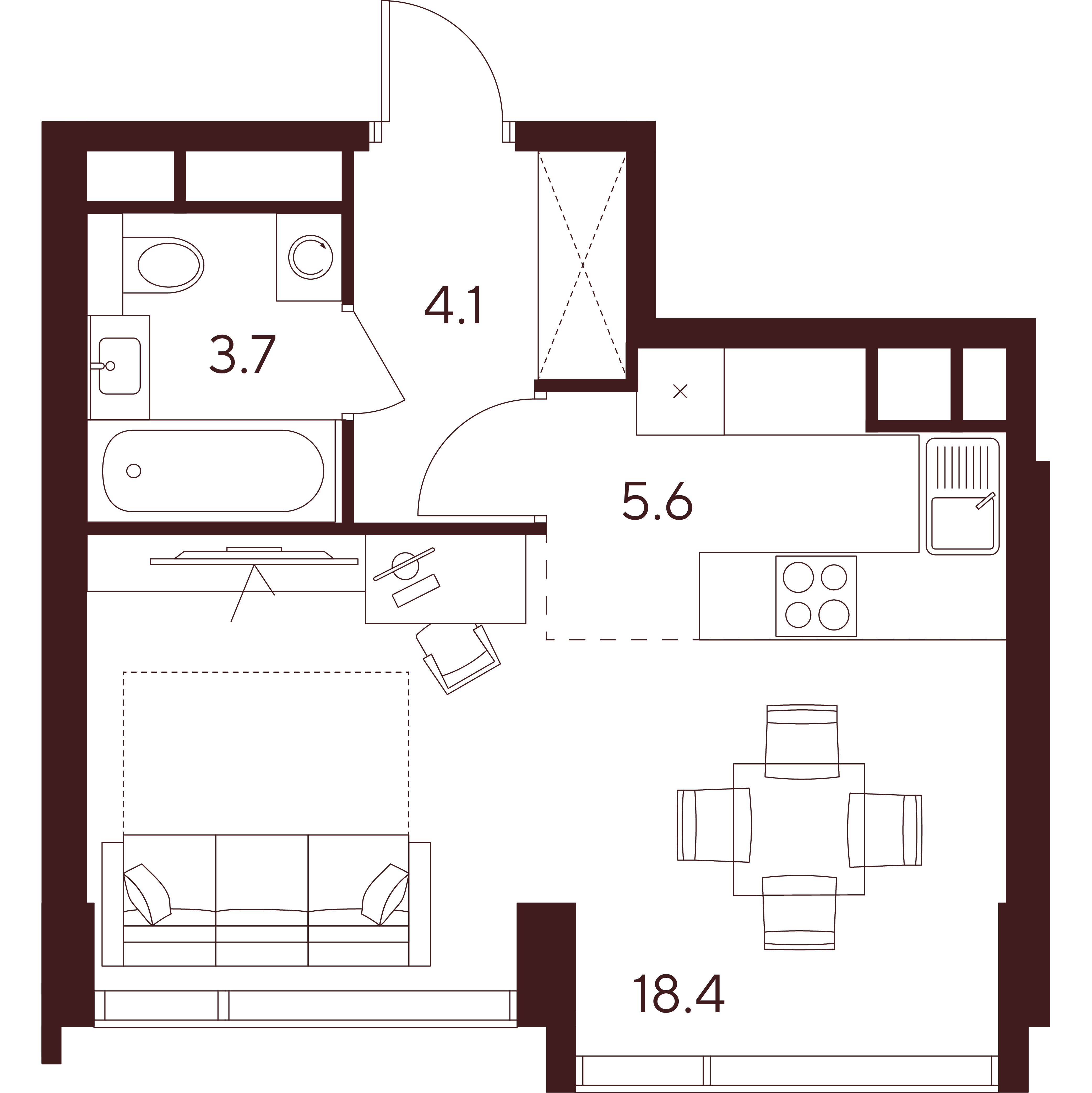 студия, 31.8 м², 29 этаж 