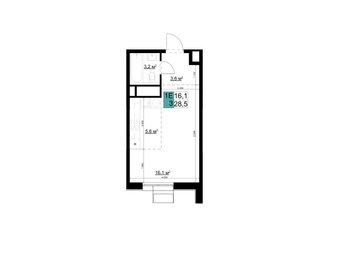 студия, 28.5 м², 19 этаж 