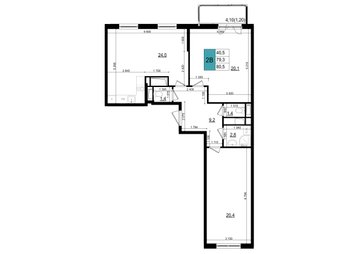 2 комн. квартира, 80.5 м², 10 этаж 