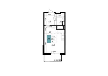 студия, 28.1 м², 7 этаж 