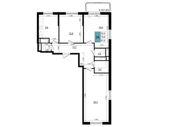 3 комн. квартира, 81 м², 8 этаж 