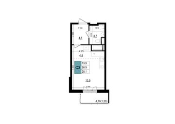 студия, 28.1 м², 8 этаж 