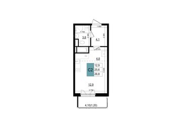 студия, 26.8 м², 9 этаж 