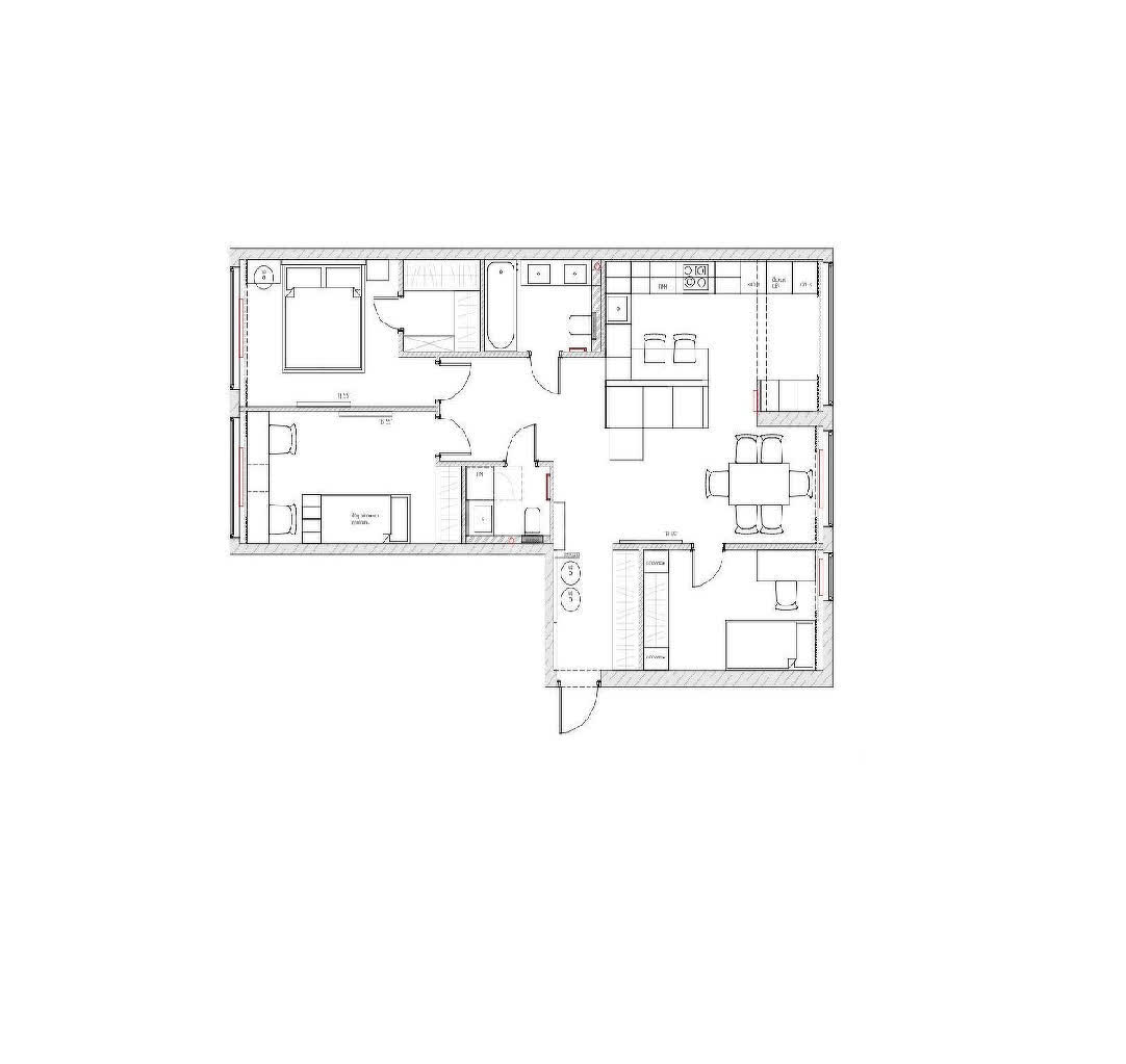 3 комн. квартира, 83 м², 2 этаж 