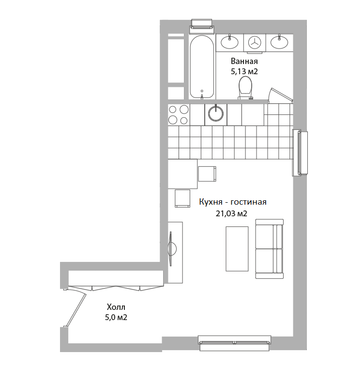 студия, 31.2 м², 7 этаж 
