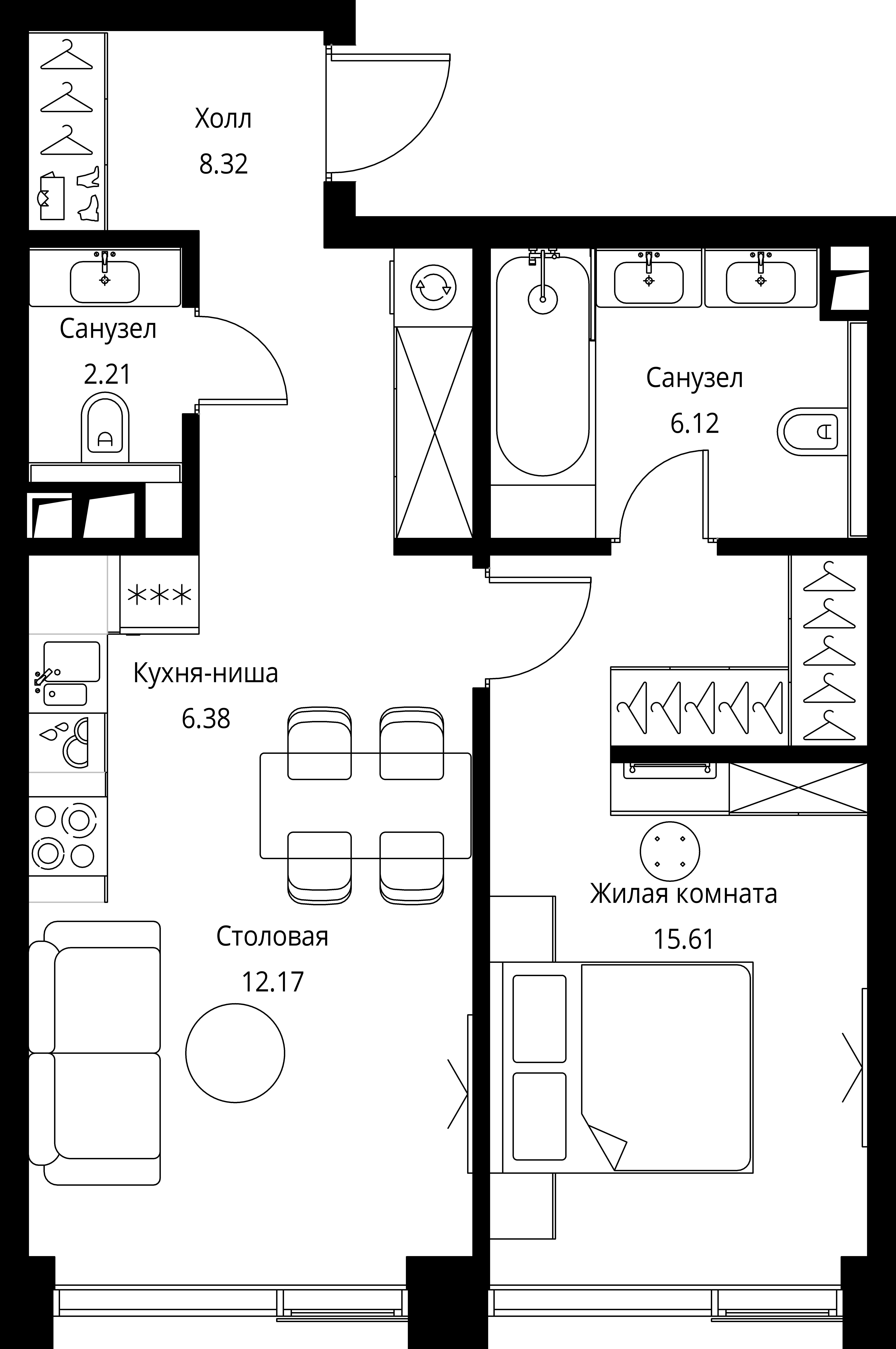 1 комн. квартира, 50.8 м², 4 этаж 