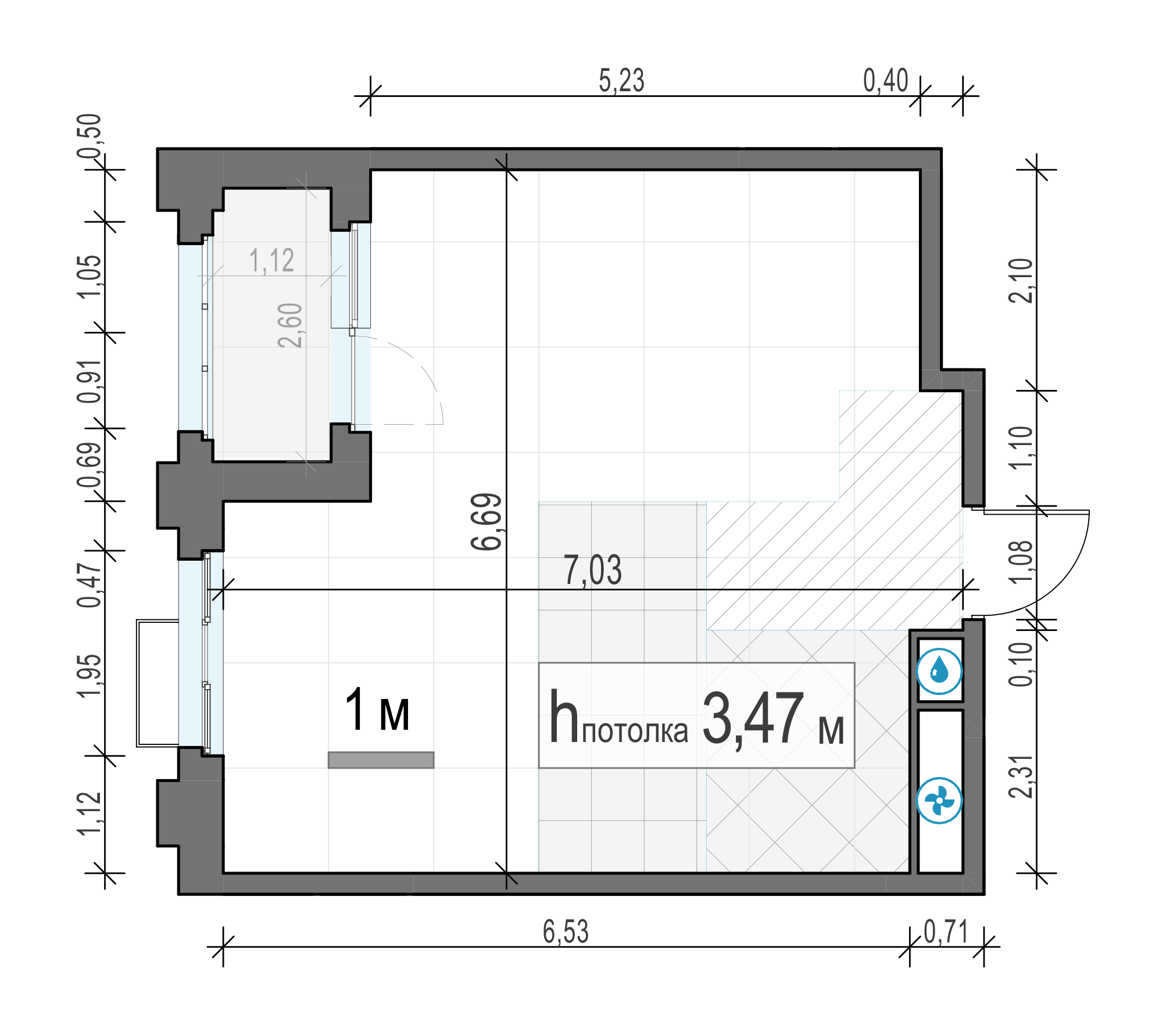1 комн. квартира, 41.3 м², 26 этаж 