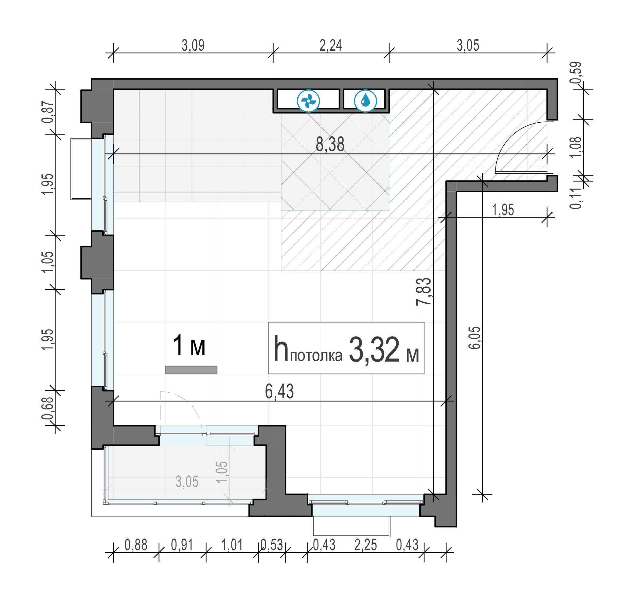 2 комн. квартира, 48.8 м², 27 этаж 