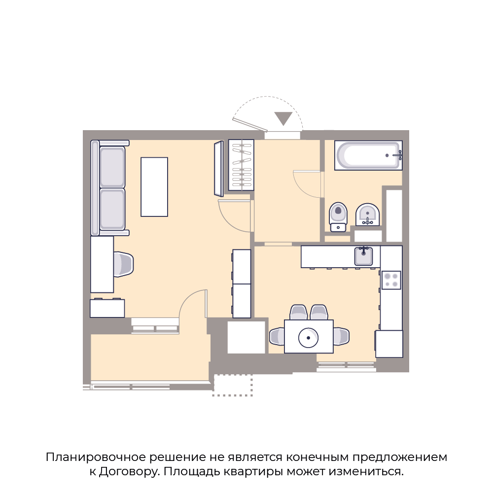 1 комн. квартира, 38.6 м², 13 этаж 