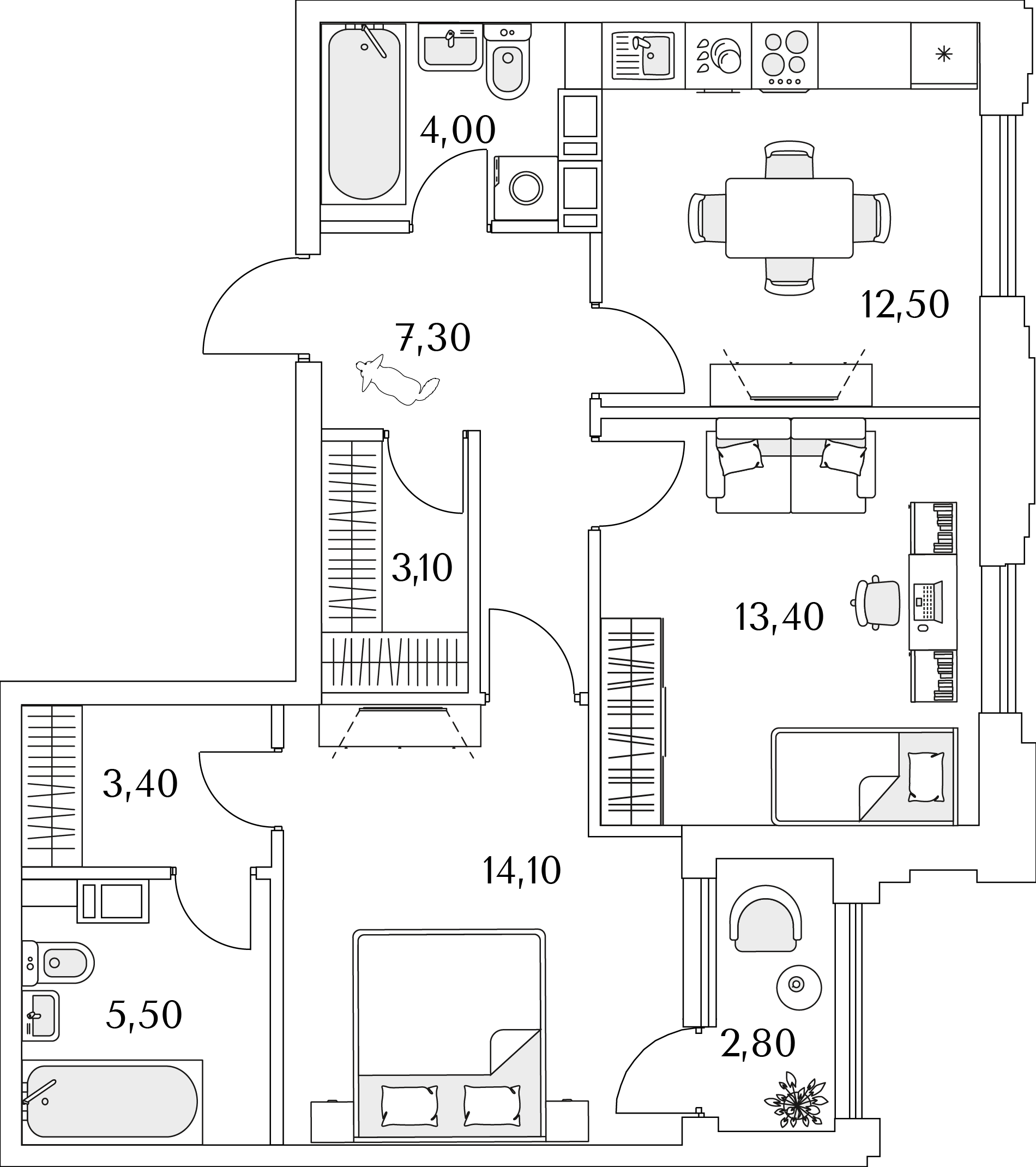 2 комн. квартира, 64.7 м², 11 этаж 