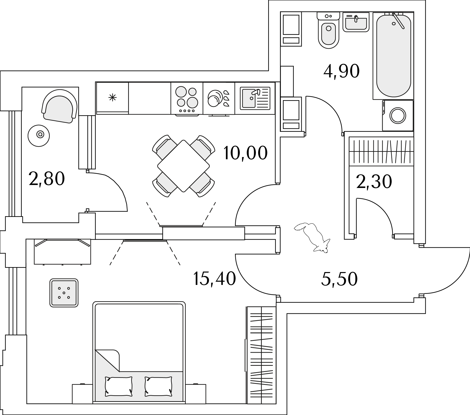 1 комн. квартира, 39.5 м², 13 этаж 