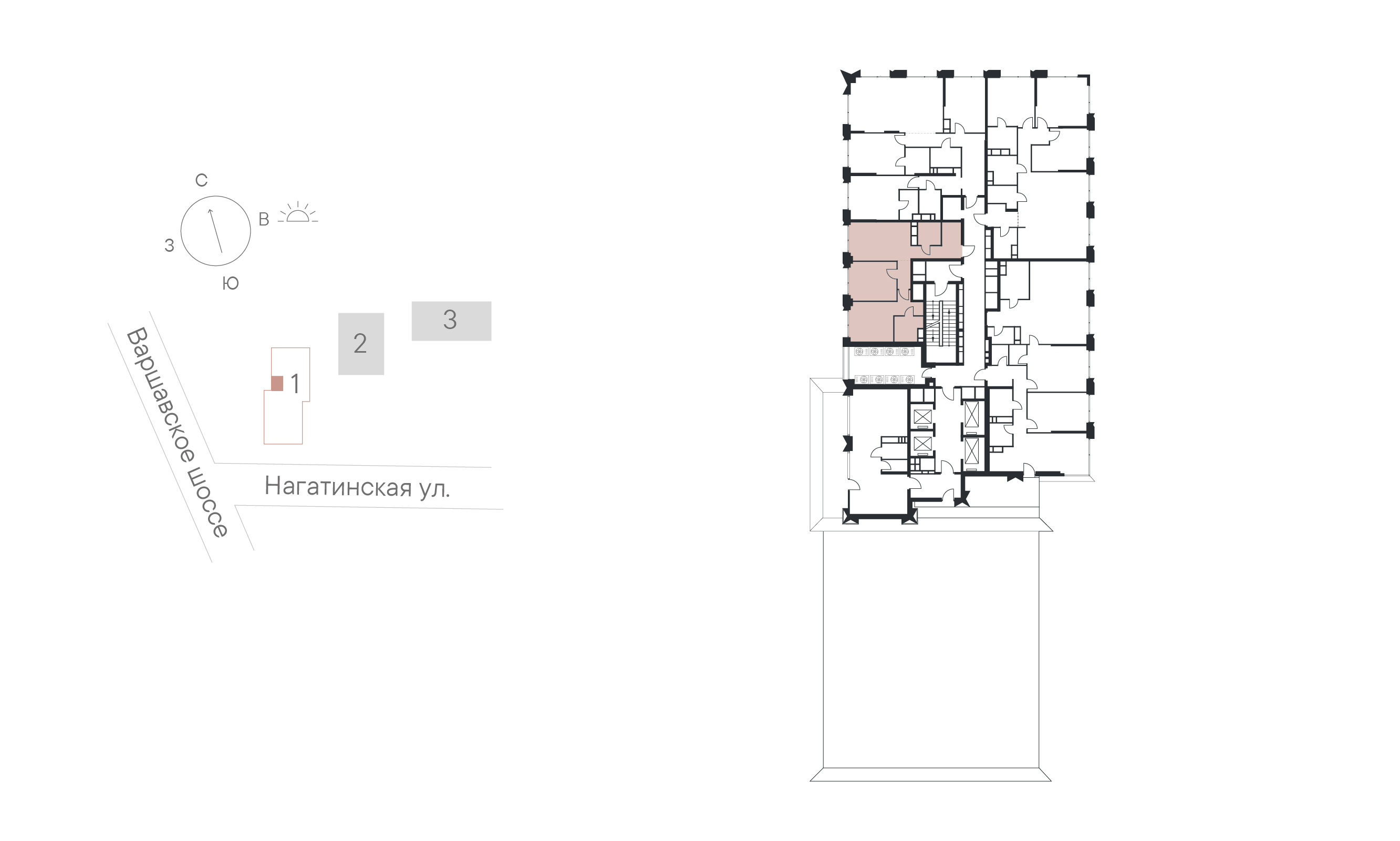 2 комн. квартира, 60 м², 28 этаж 