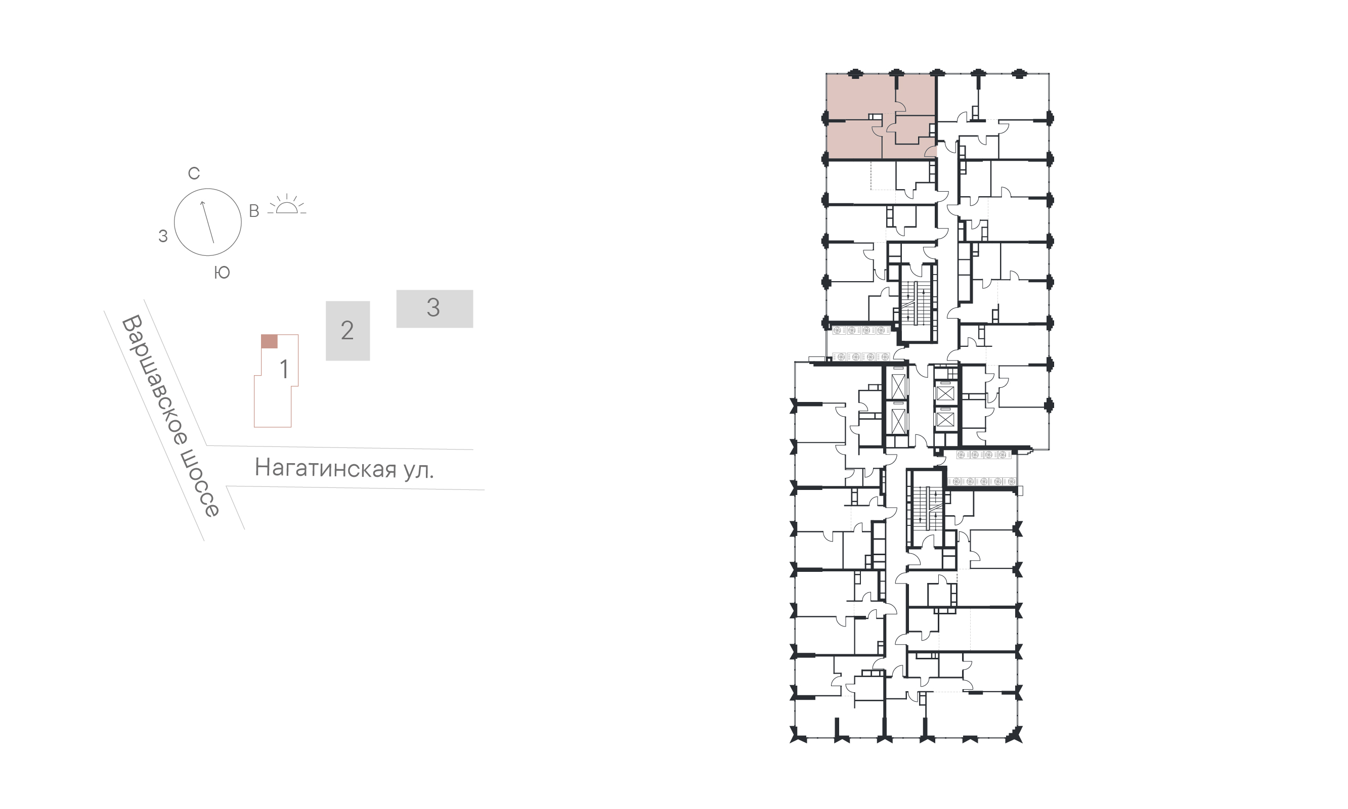 2 комн. квартира, 60 м², 19 этаж 