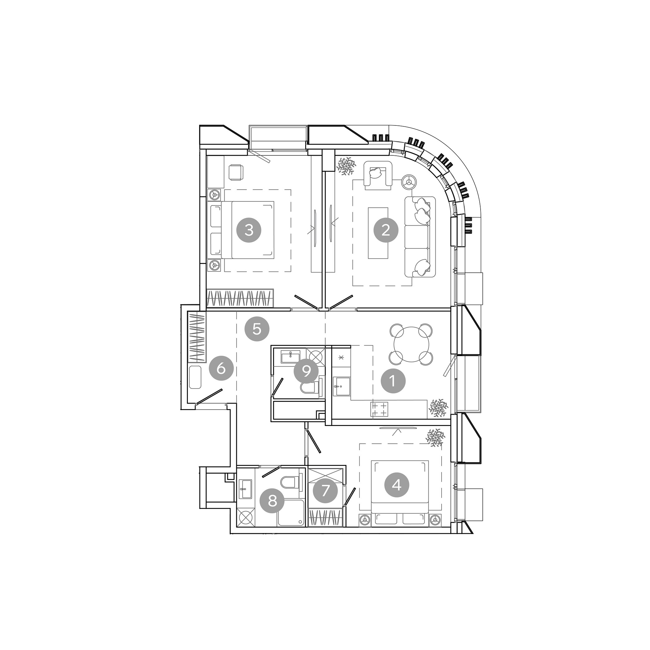 4 комн. квартира, 82.1 м², 19 этаж 