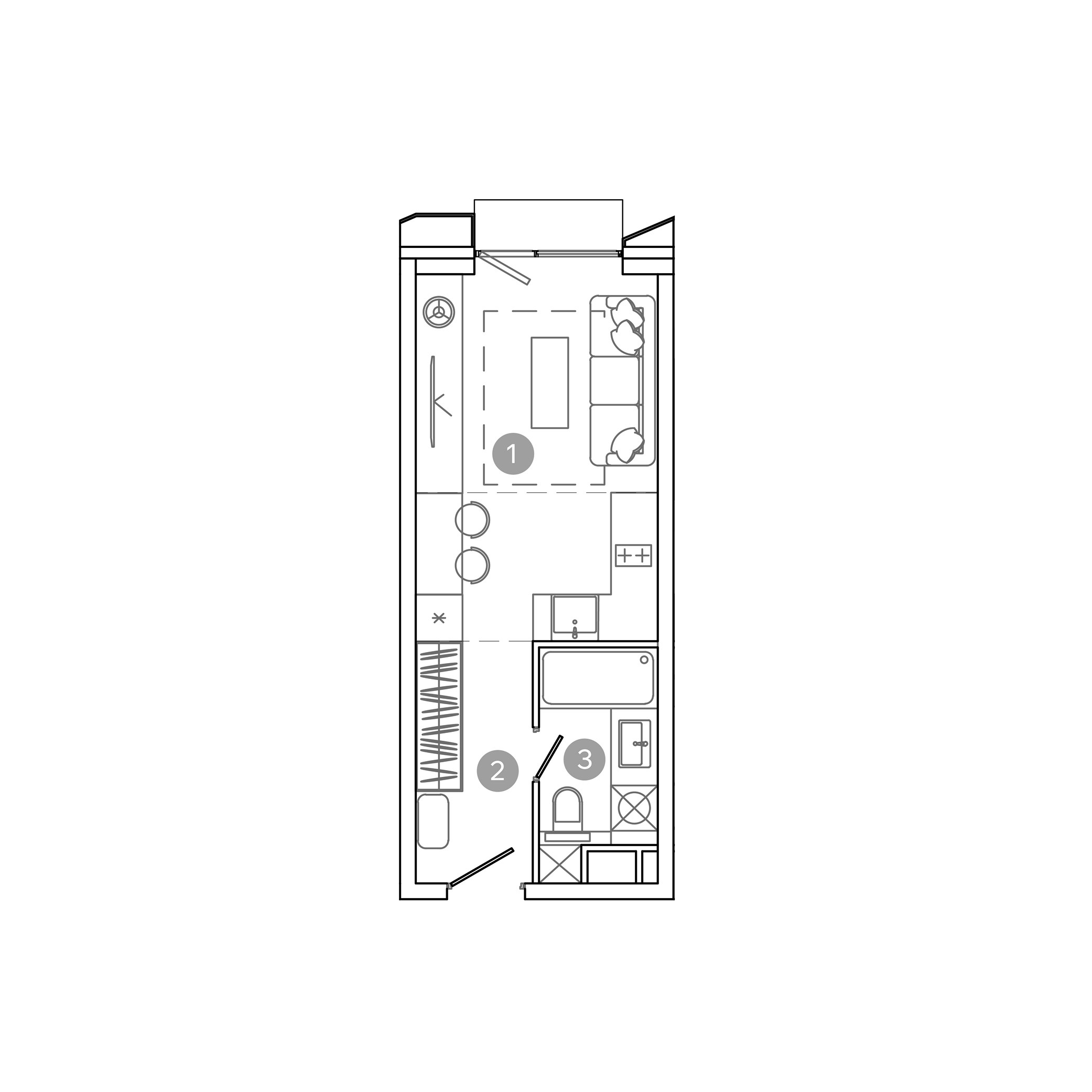 студия, 22.7 м², 12 этаж 