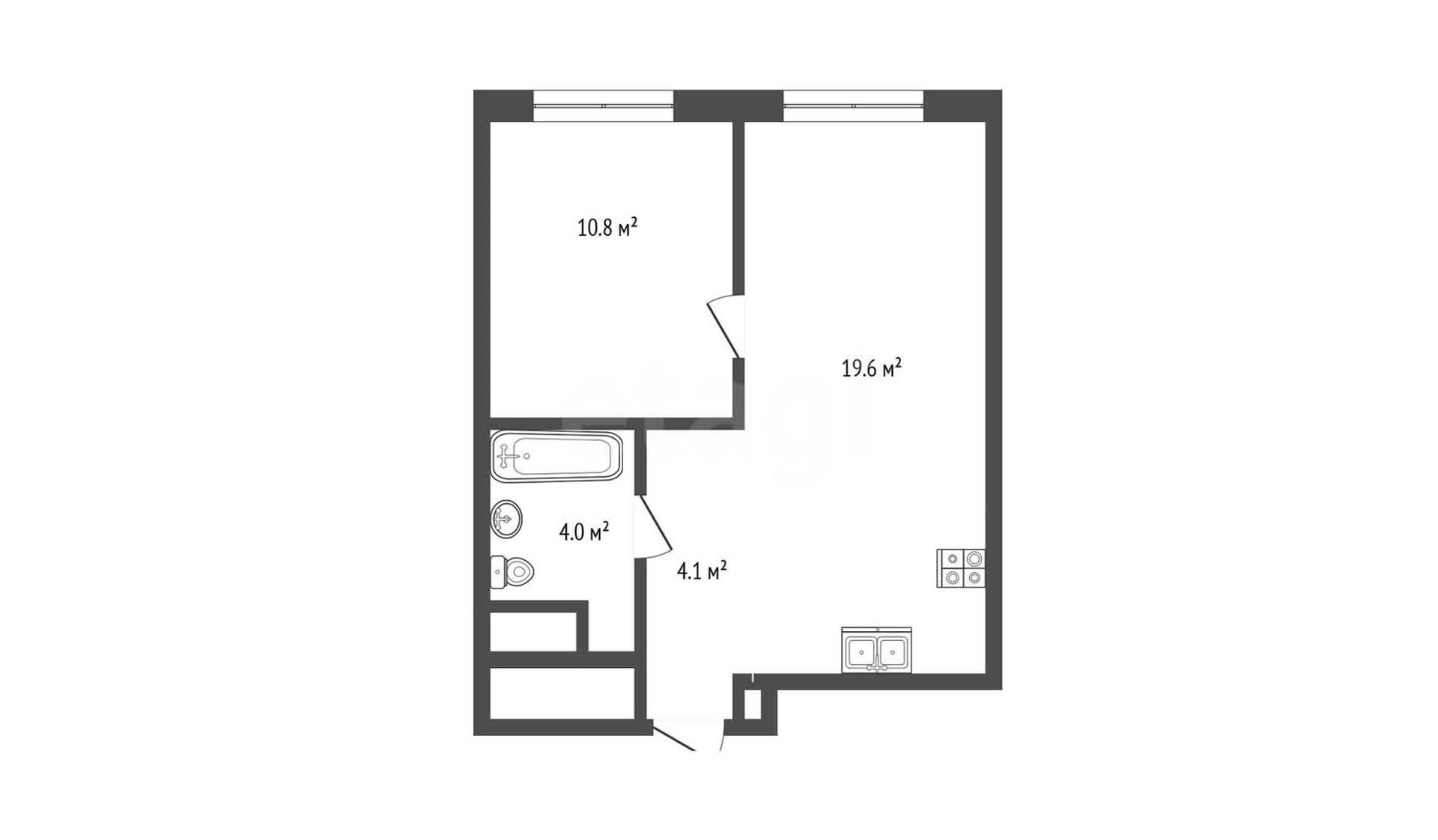 1 комн. квартира, 38.5 м², 10 этаж 