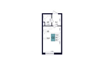 студия, 26.7 м², 2 этаж 