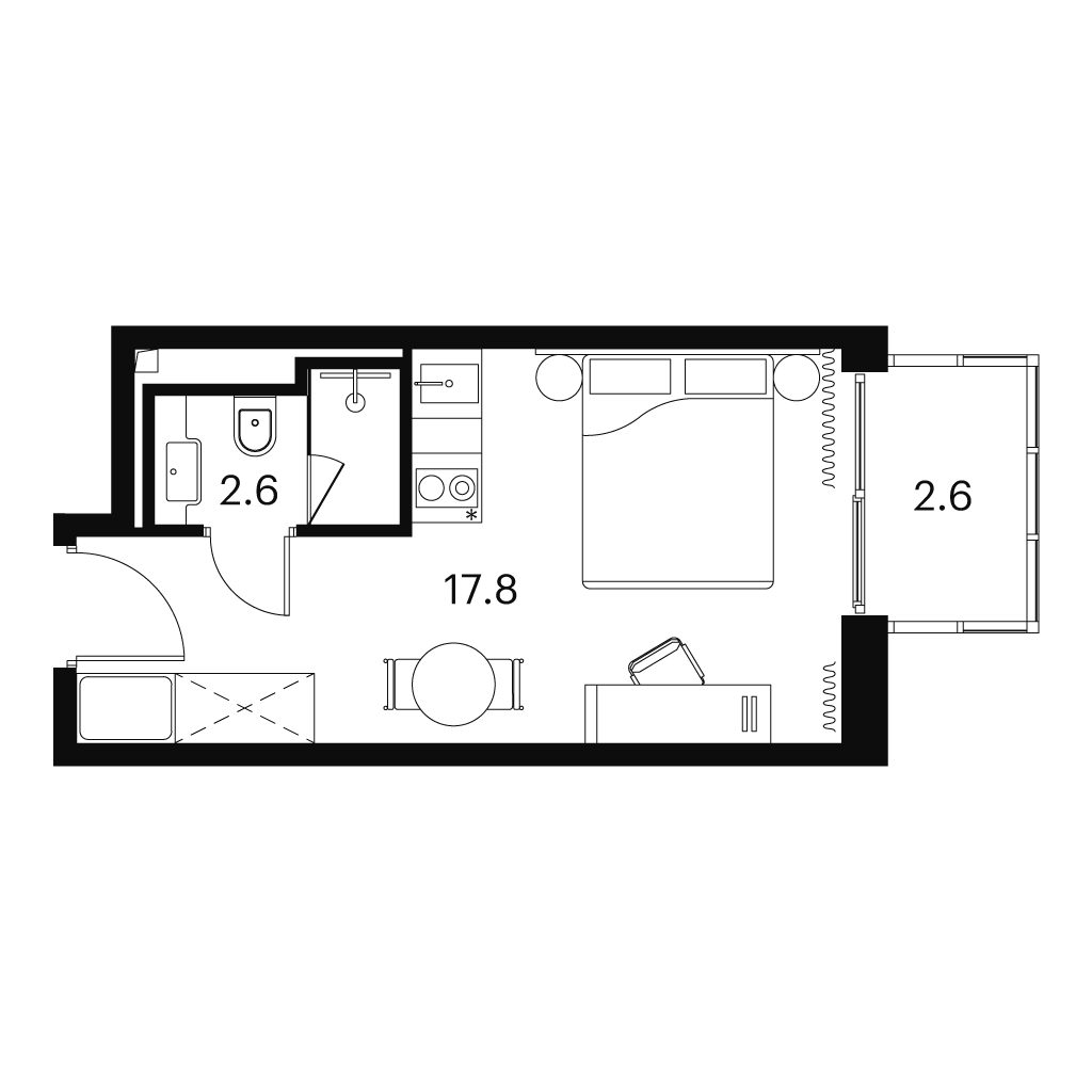 студия, 23 м², 11 этаж 