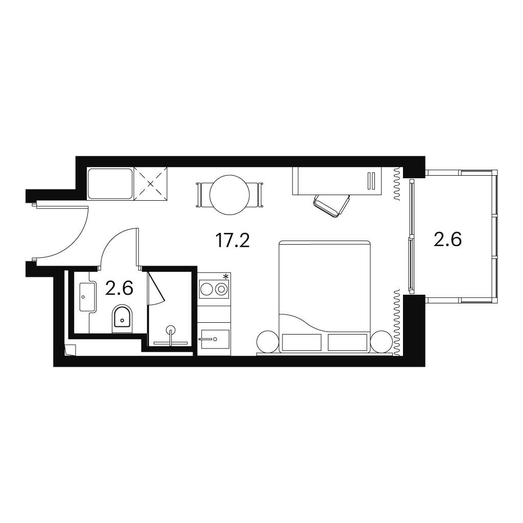 студия, 22.4 м², 14 этаж 