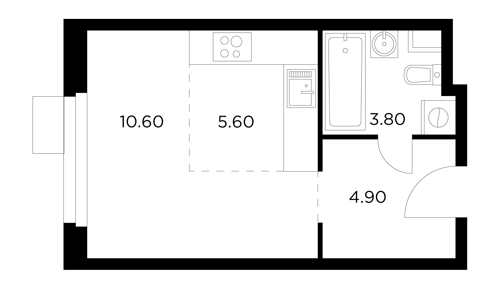 студия, 24.9 м², 11 этаж 