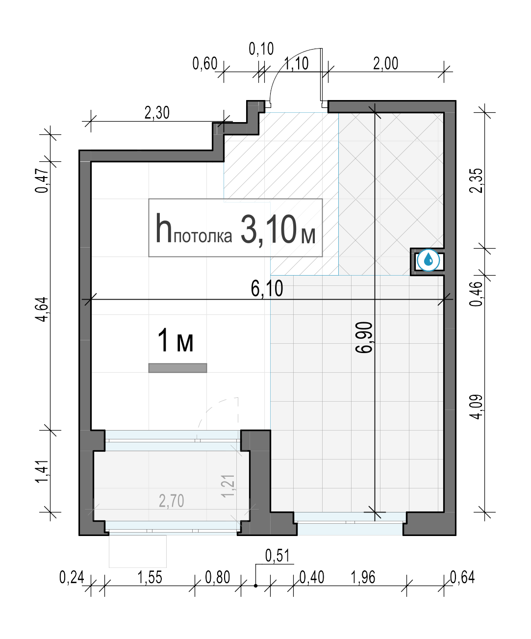 1 комн. квартира, 36.1 м², 15 этаж 