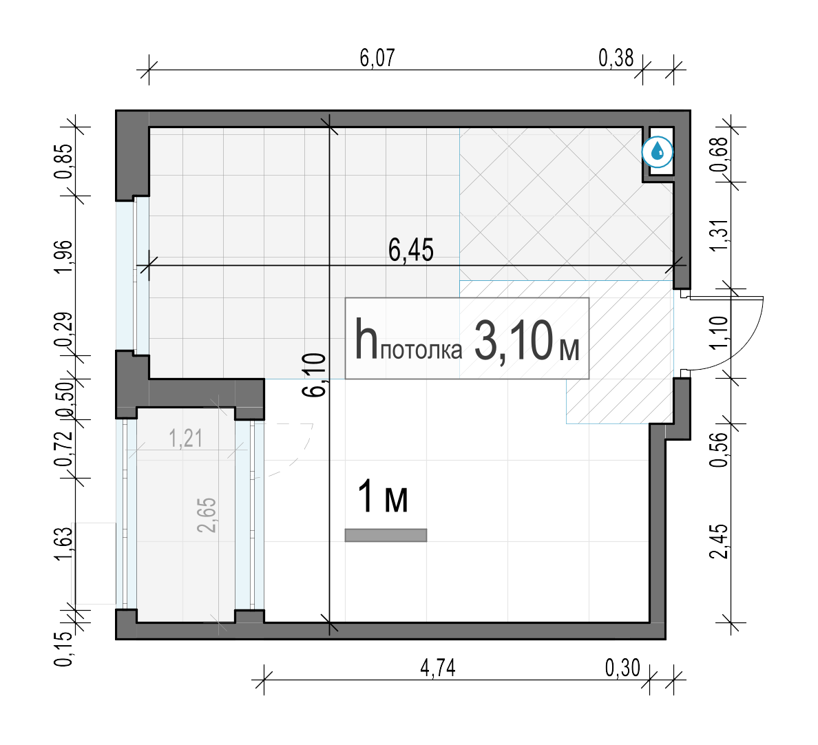 1 комн. квартира, 34.8 м², 17 этаж 