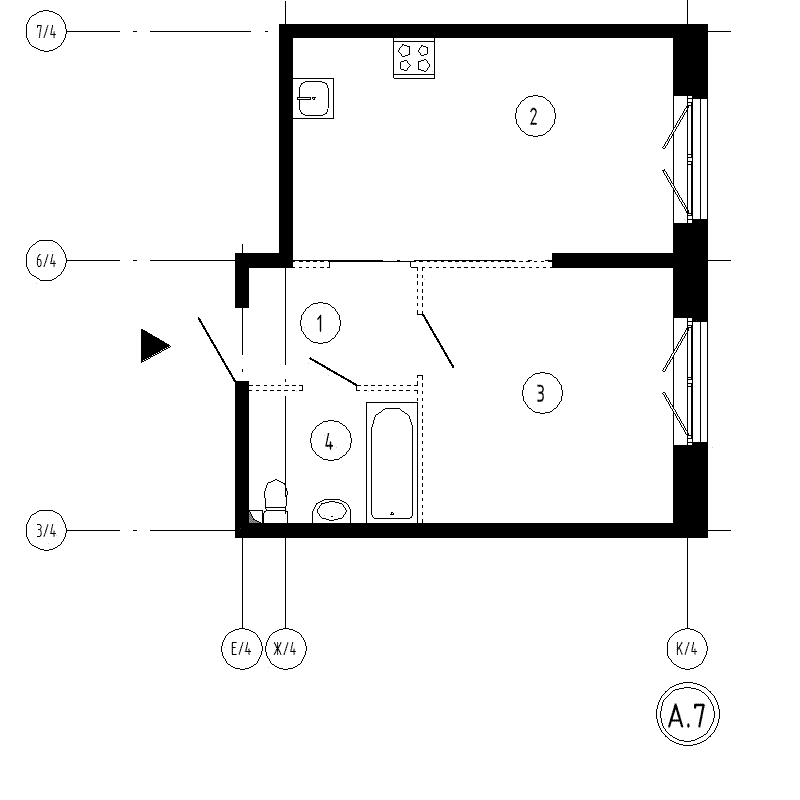 4 комн. квартира, 41.9 м², 8 этаж 