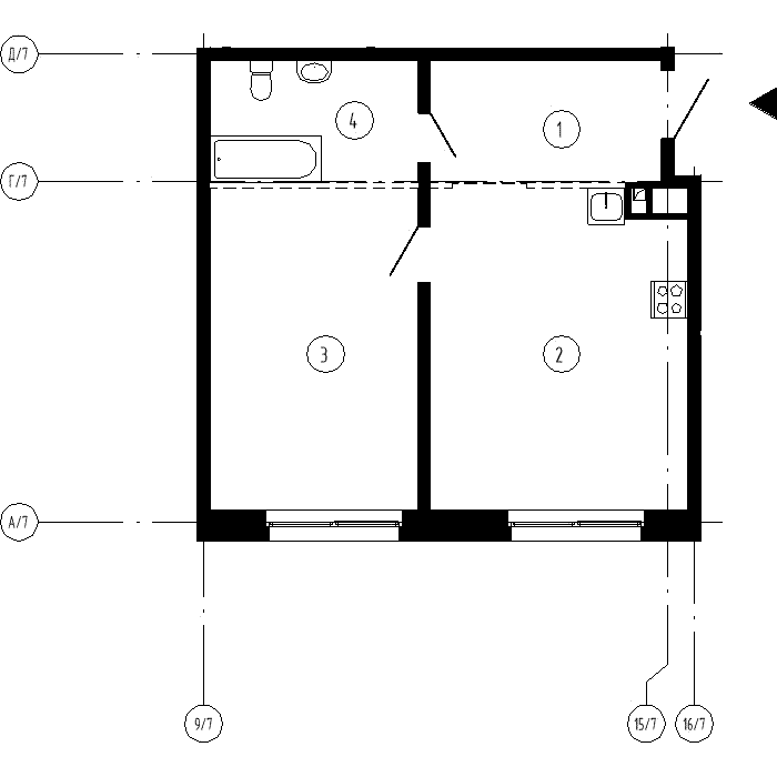 4 комн. квартира, 52.3 м², 6 этаж 